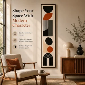 Bauhaus Mid Century Geometric Long Vertical Art