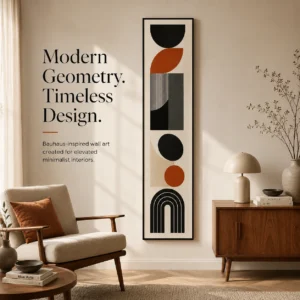 Bauhaus Mid Century Geometric Long Vertical Wall Art