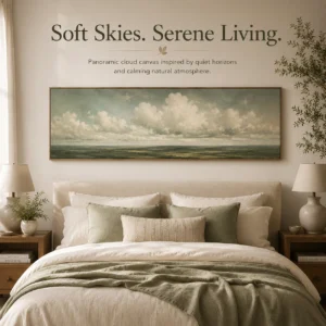 Green Above Bed Cloud Canvas Wall Art