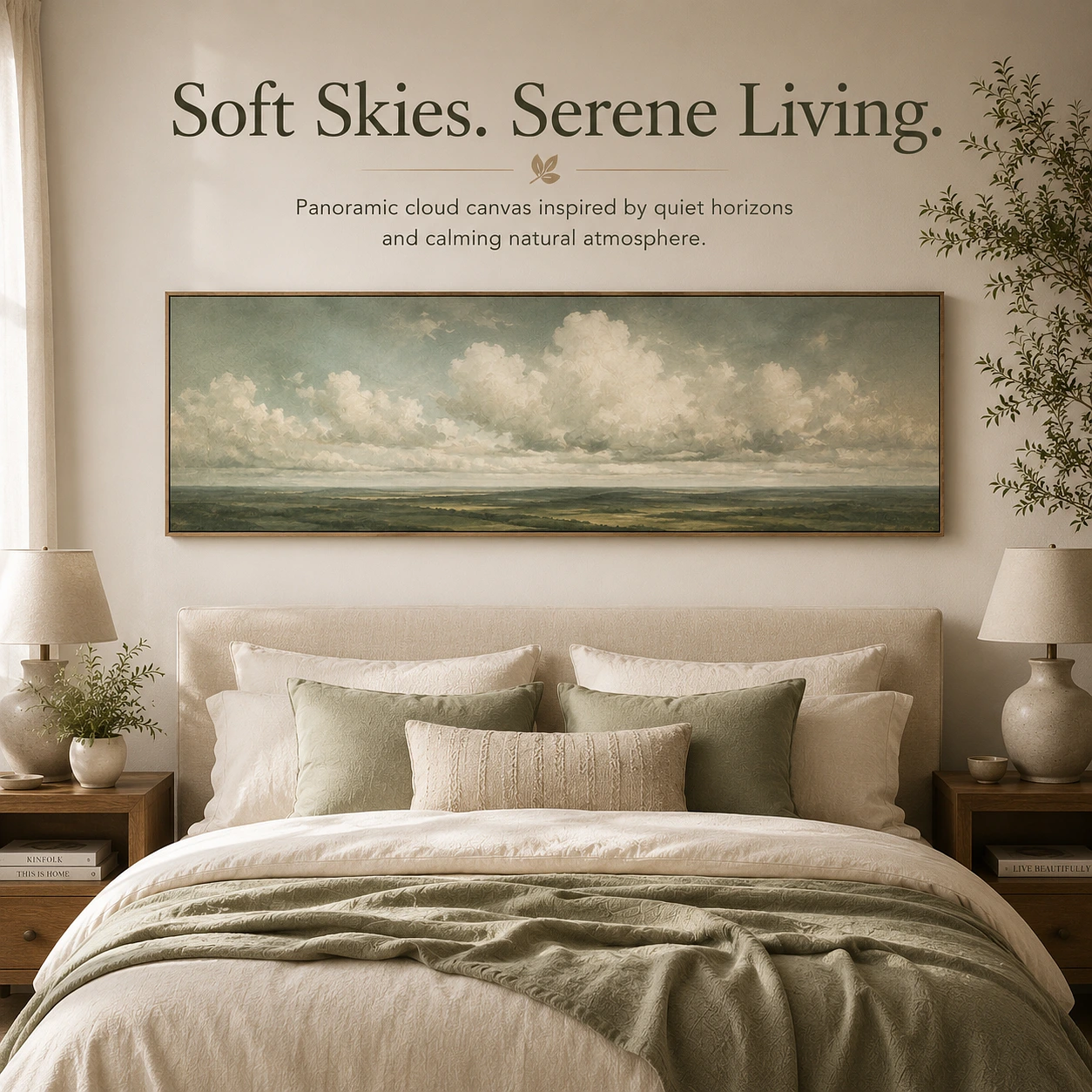Green Above Bed Cloud Canvas Wall Art