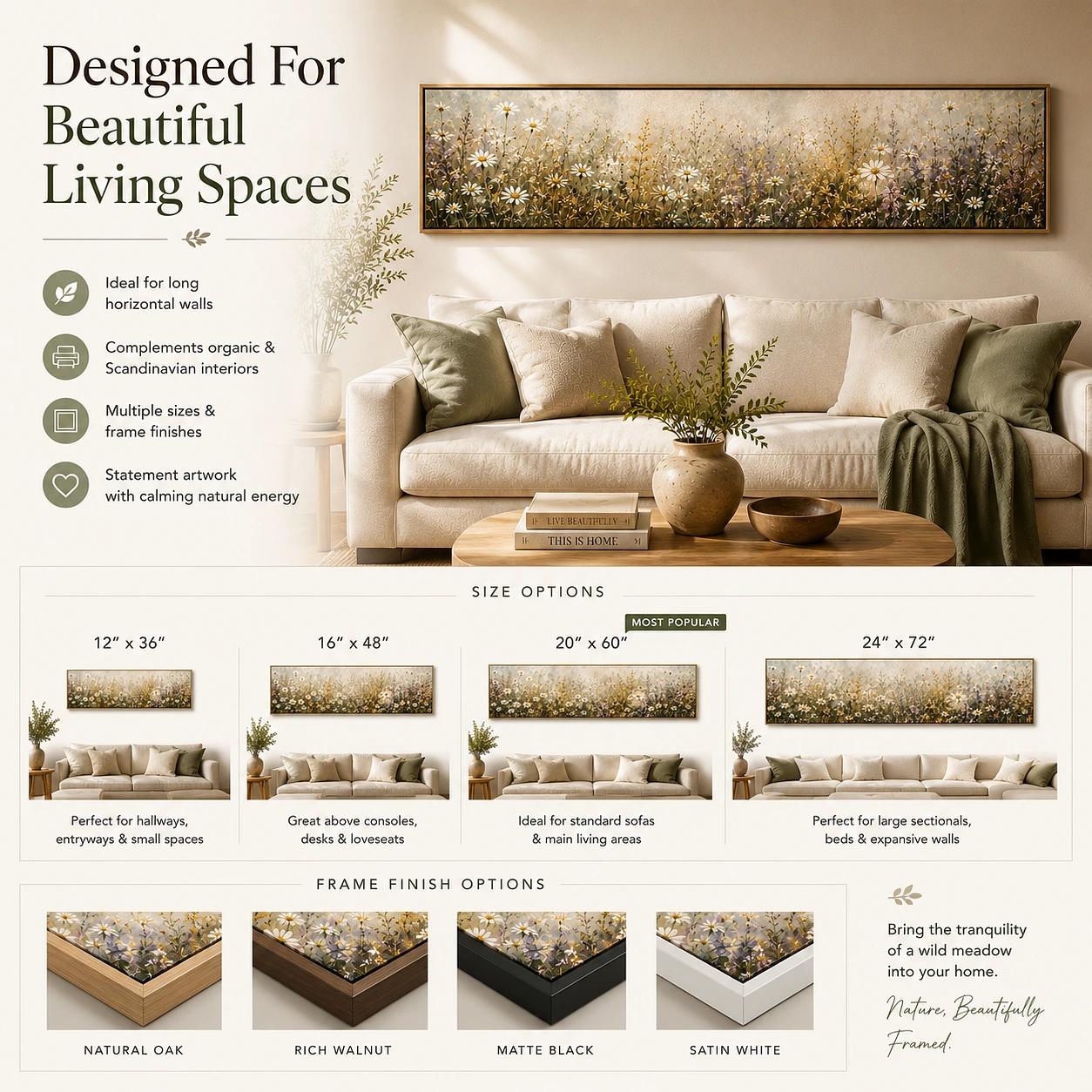 Panoramic Wild Meadow Framed Canvas Wall Art