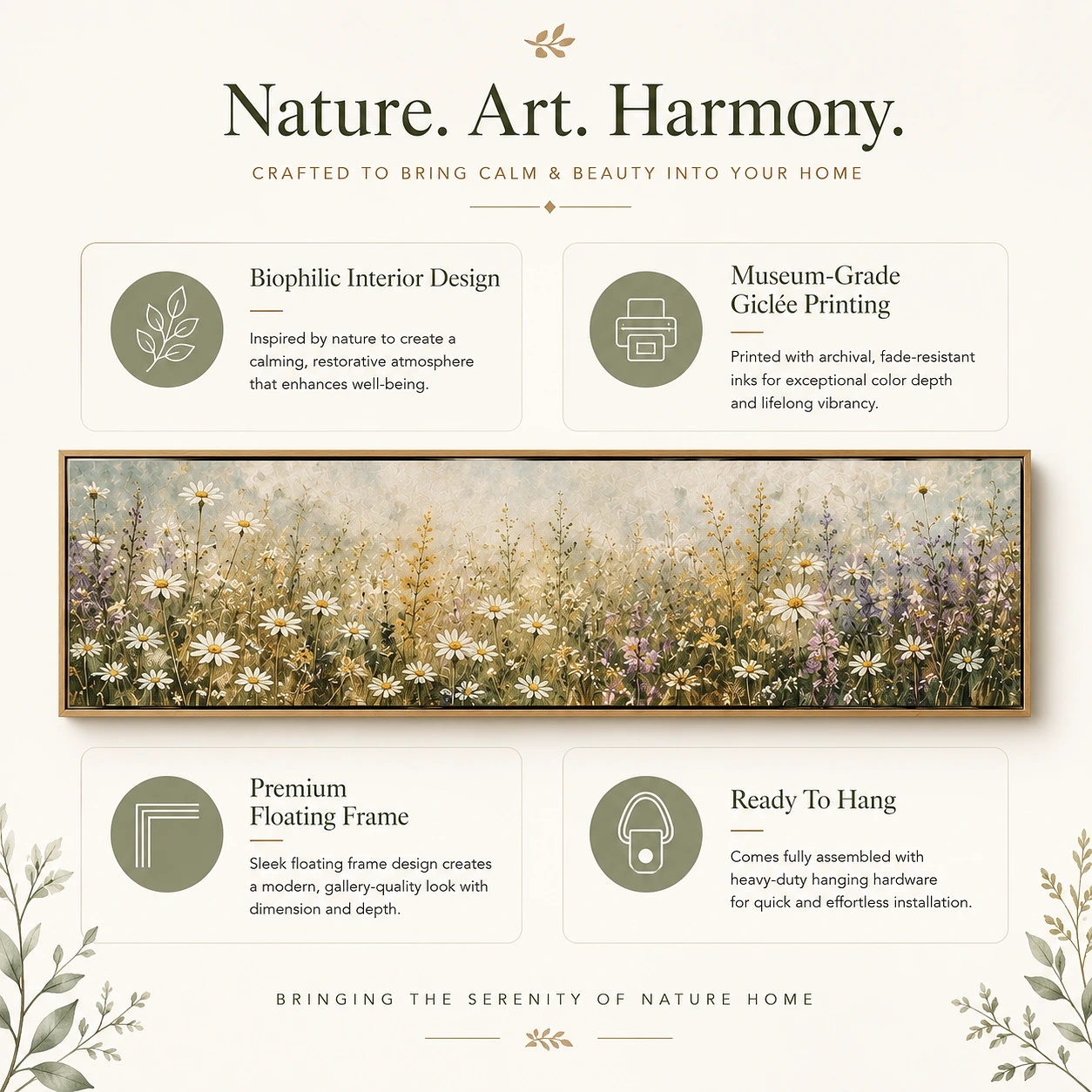 Panoramic Wild Meadow Framed Canvas Wall Art Design