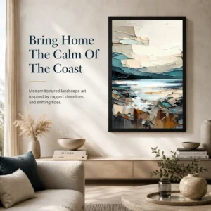 Serene Horizon | Modern Impasto Abstract Coastal Landscape Wall Art