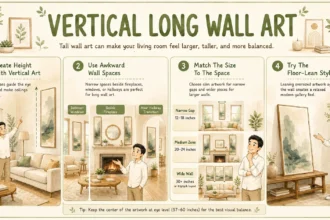 Vertical long wall art for living room