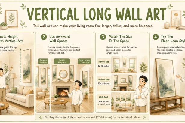 Vertical long wall art for living room