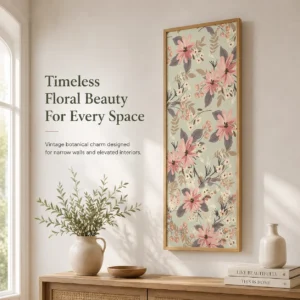 Vintage Wildflower Kitchen Tall Skinny Vertical Framed Canvas Decor