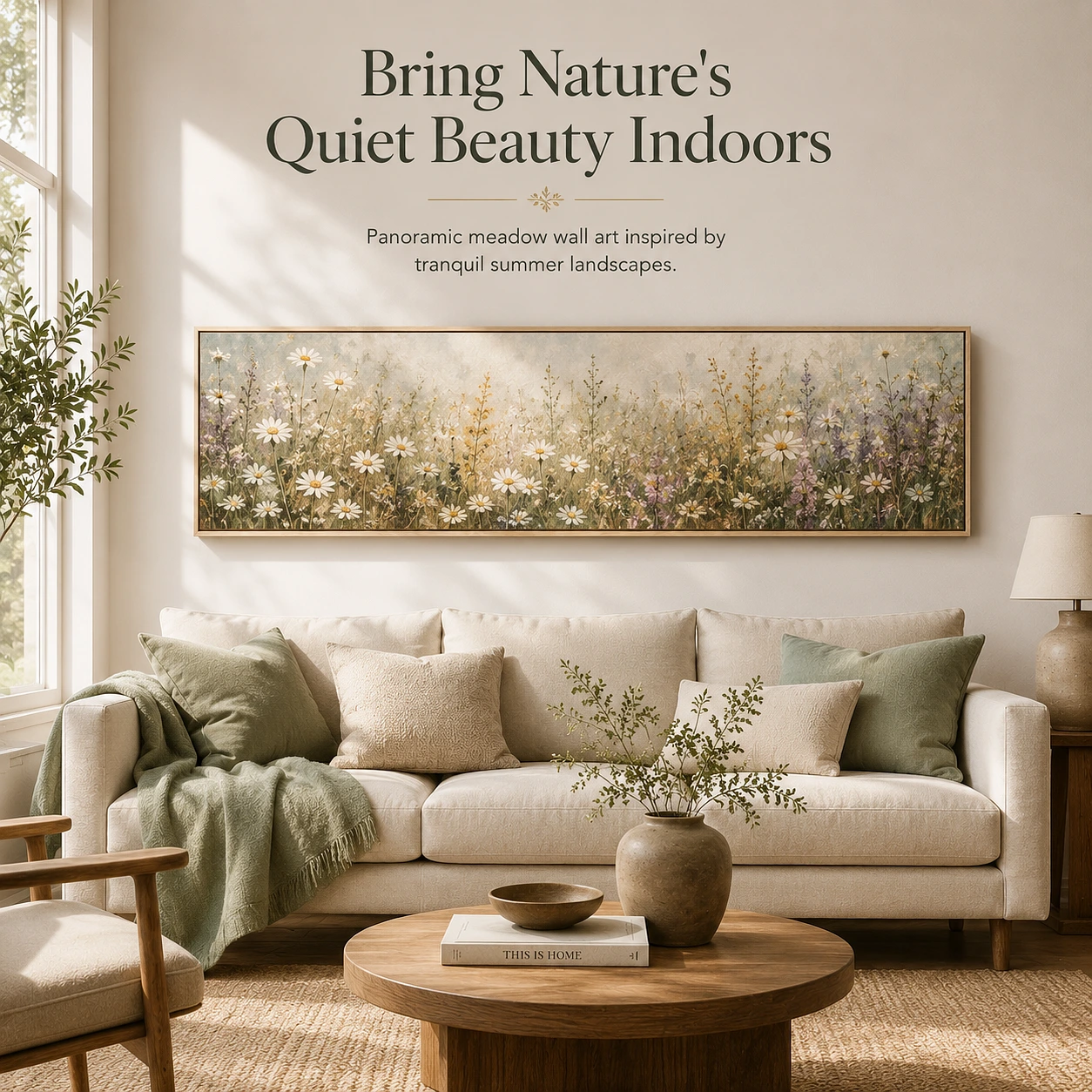 Wild Meadow Long Narrow Horizontal Framed Canvas Wall Art
