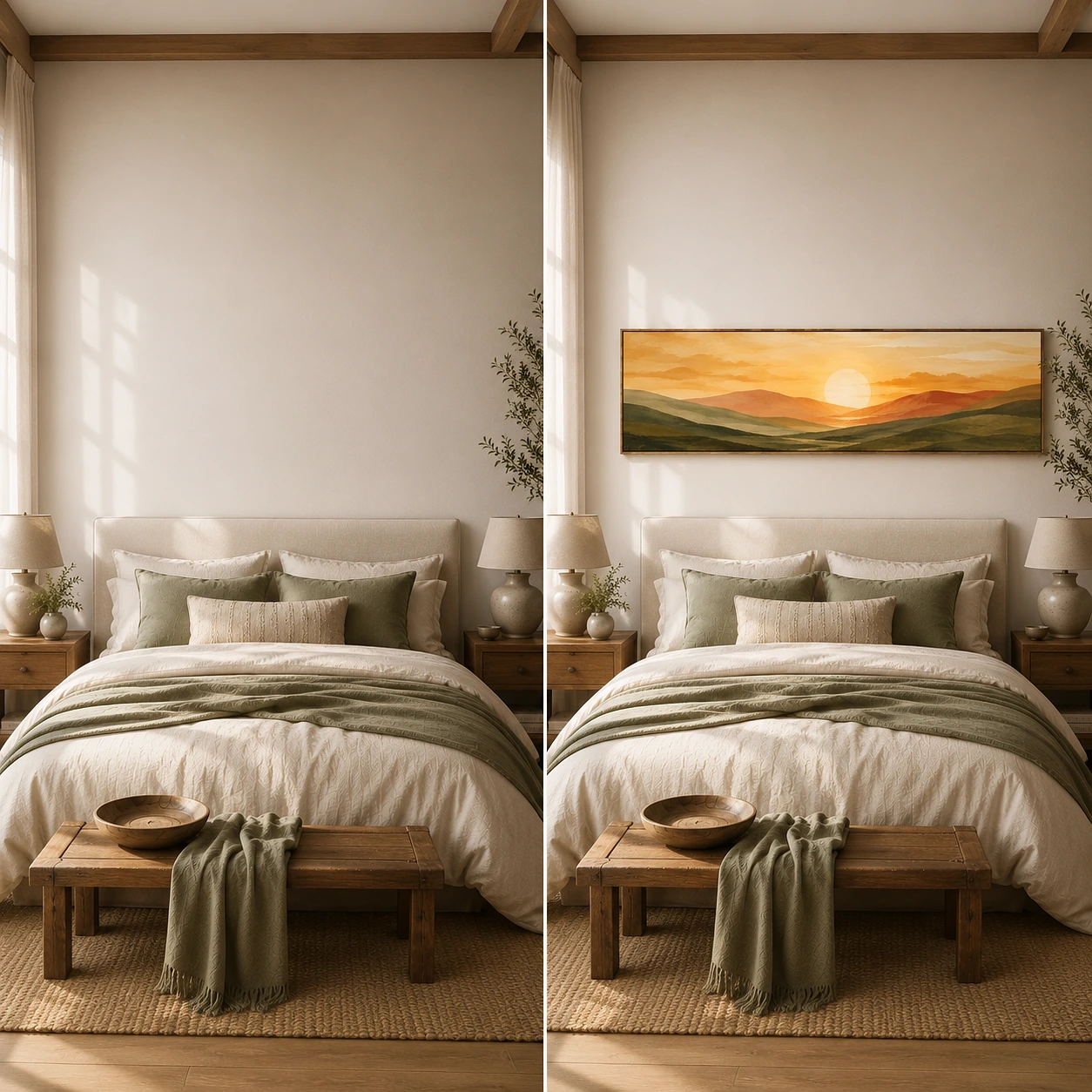 Abstract Sunrise Panoramic Wall Art | Boho Canvas Print