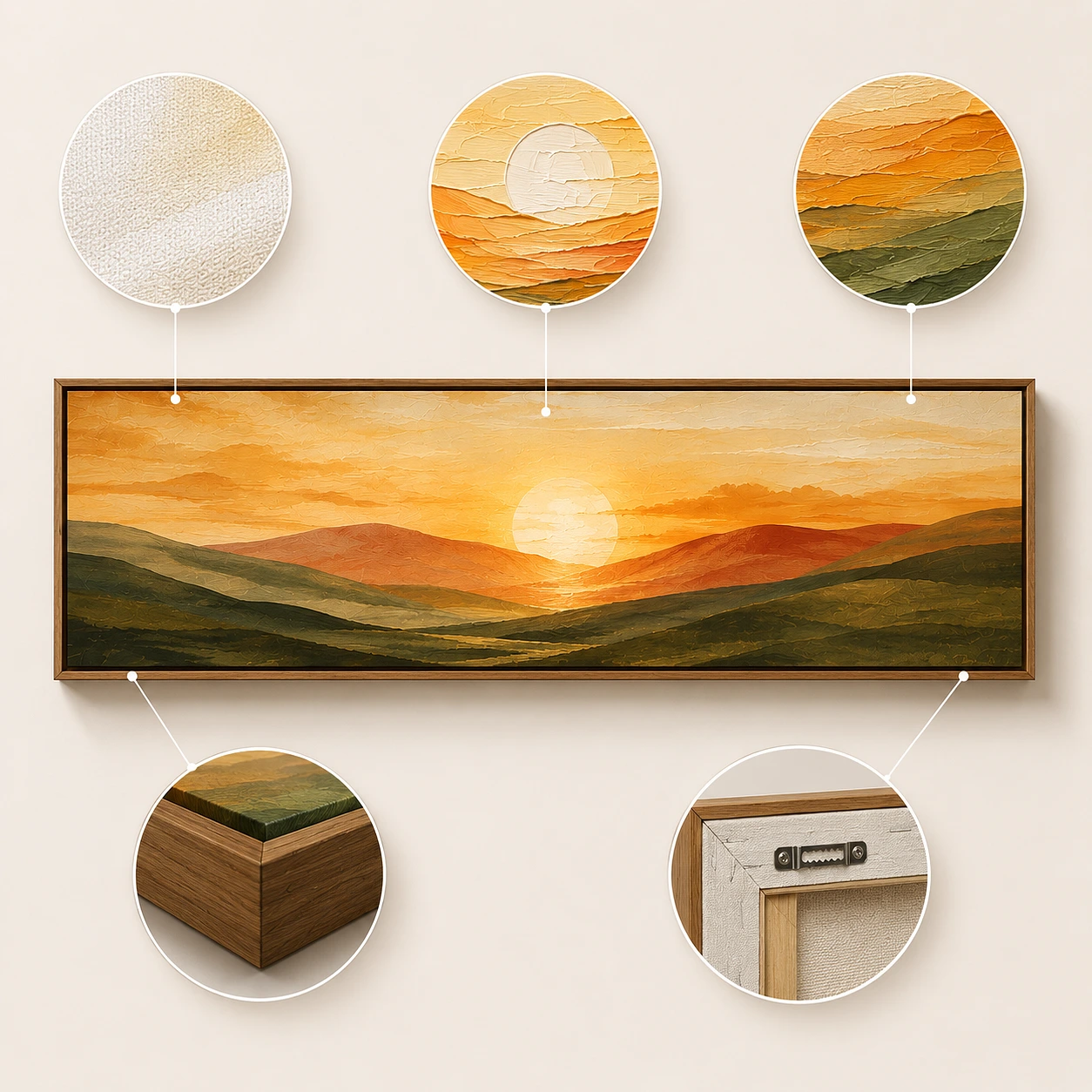 Abstract Sunrise Panoramic Wall Art | Boho Canvas