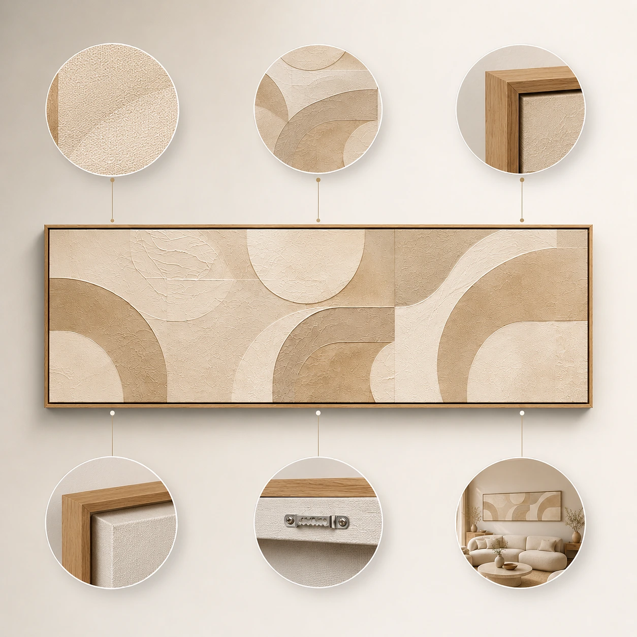 Minimalist Beige Abstract Horizontal Wide Wall Art