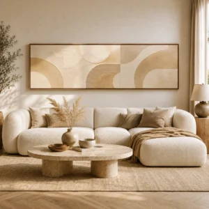 Minimalist Beige Abstract Wall Art for Living Room