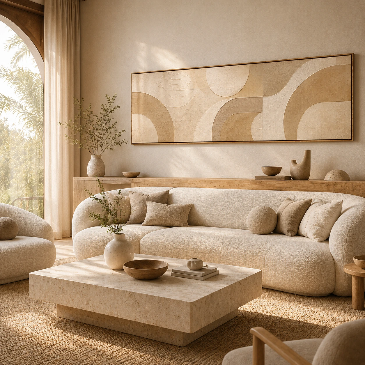 Minimalist Beige Abstract Wall Art