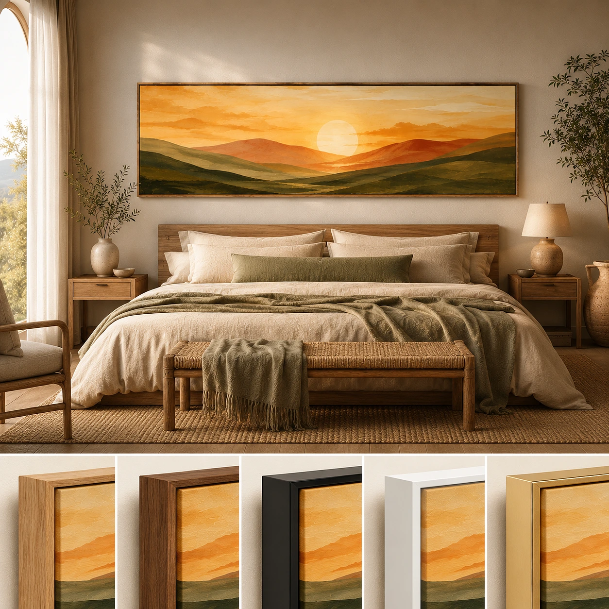 Sunrise Landscape Canvas Art for Above Bed Decor