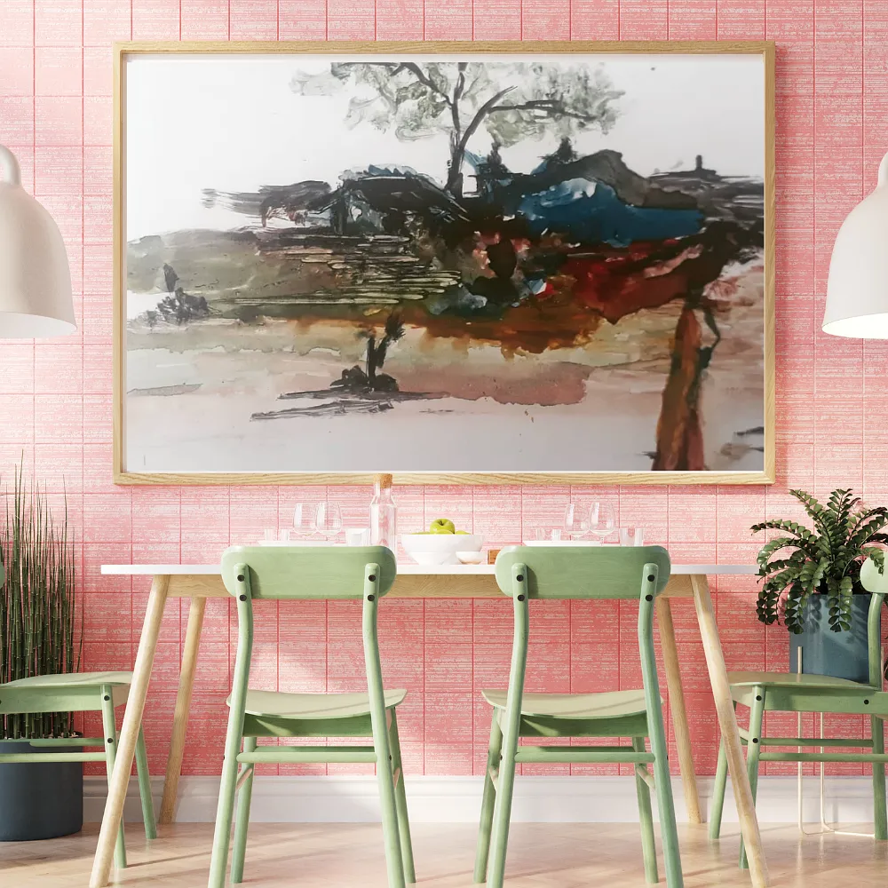 Abstract Rural Landscape Watercolor Painting Wall Art