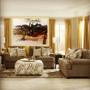 Abstract Rustic Landscape Oil Painting Wall Art - Modern Nature Canvas Print