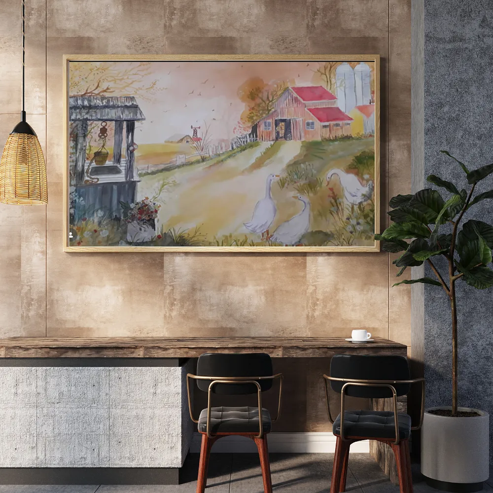 Rustic Farmhouse Countryside Painting Wall Art
