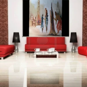 Traditional Indian Village Life Painting Wall Art - Handmade Style Canvas Print