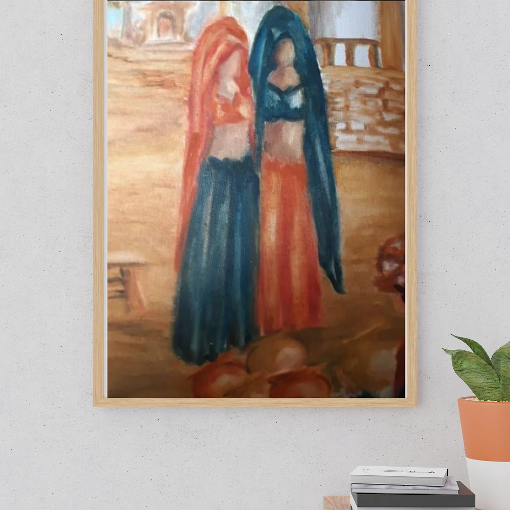 Traditional Rajasthani Women Oil Painting Wall Art